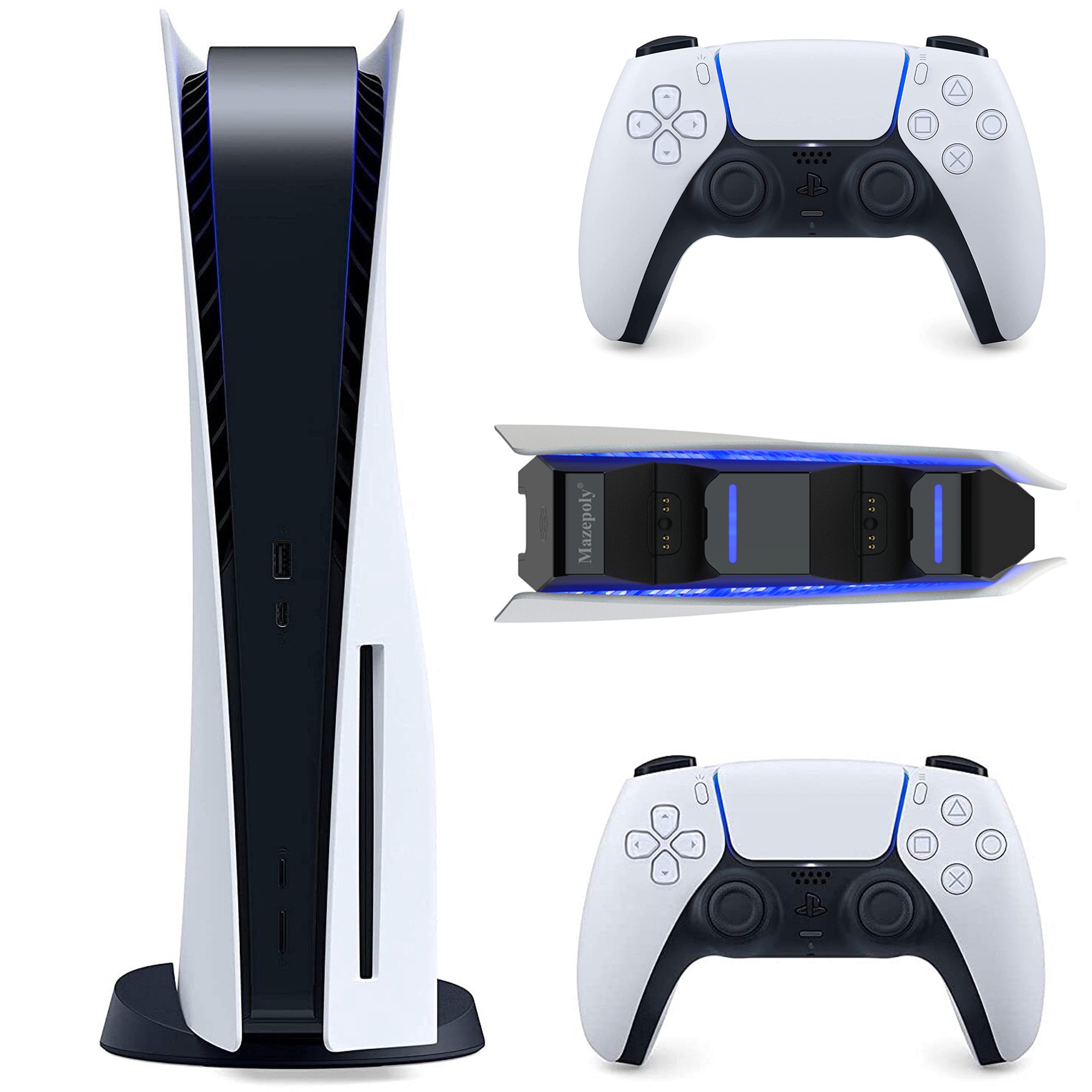 Used-Like-New PlayStation 5 (PS5) Console Disc Version, Two Wireless  Controllers, with Mazepoly Dual Charger Dock for PS5 Controller 